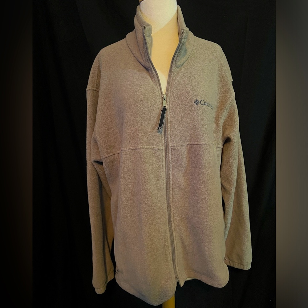 Men’s Columbia Full Zip Fleece Jacket Beige Size Large